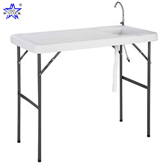 China Outdoor Folding Fish Game Cleaning Table With Sink Faucet
