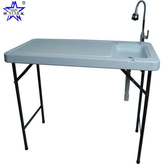 China Outdoor Folding Fish Game Cleaning Table With Sink Faucet