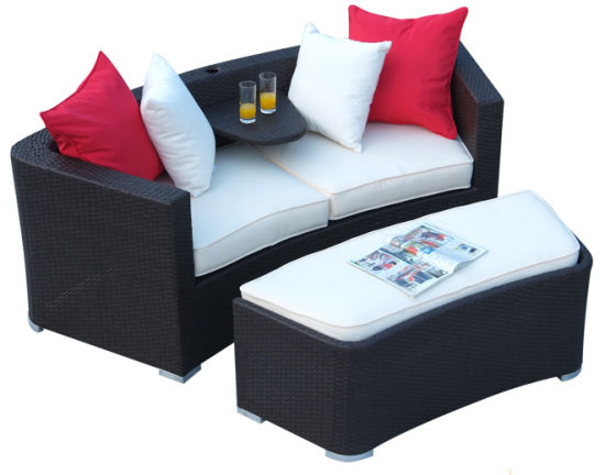 China Modern Indoor Rattan Corner Double Sofa Set Leisure Outdoor