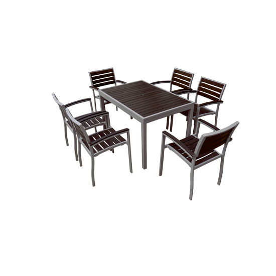 China Outdoor Affordable Patio Furniture Armrest Dining Table Set