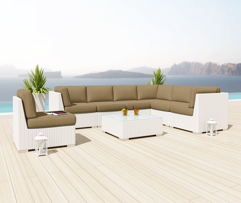 ウィッカーパティオの家具モジュラー籐ソファセットの写真