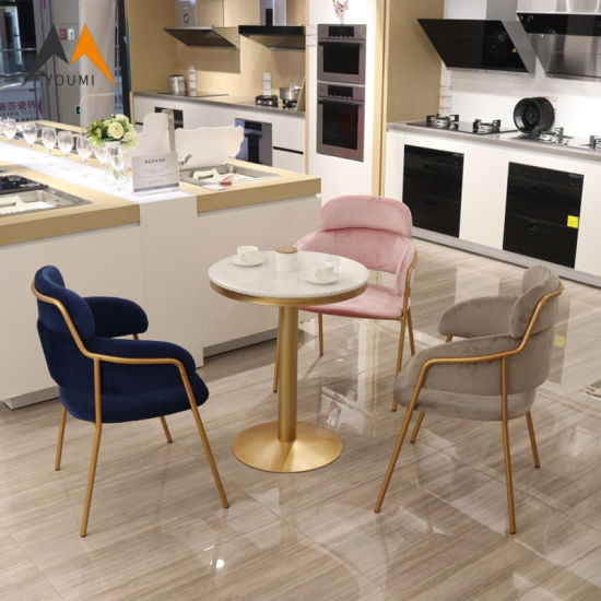 China Cheapest Wholesale Modern Metal Golden Coffee Shop Tables Chairs, wholesale Dining Table