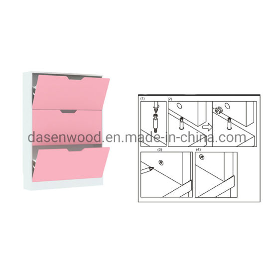 الصين الميلامين اللون الوردي مجلس 3 طبقات حذاء مجلس الوزراء خزانة الأحذية ورف الأحذية من الصين على Topchinasupplier Com