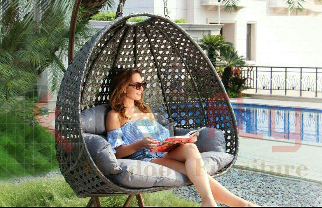 Multiscenario Application Wicker Hanging 2 Person Egg Swing Chair In