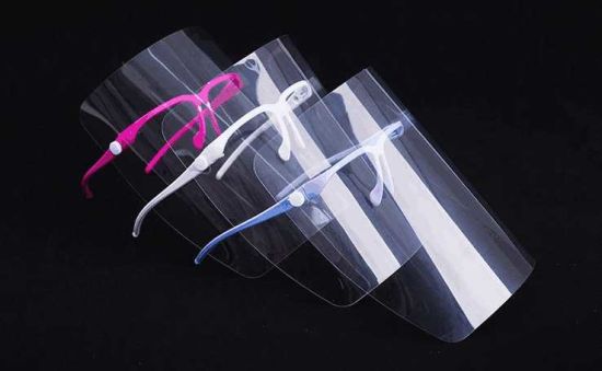 中国HD透明プラスチックフェイスシールド工場直接調整可能な透明なフルフェイス保護バイザーフェイスシールド